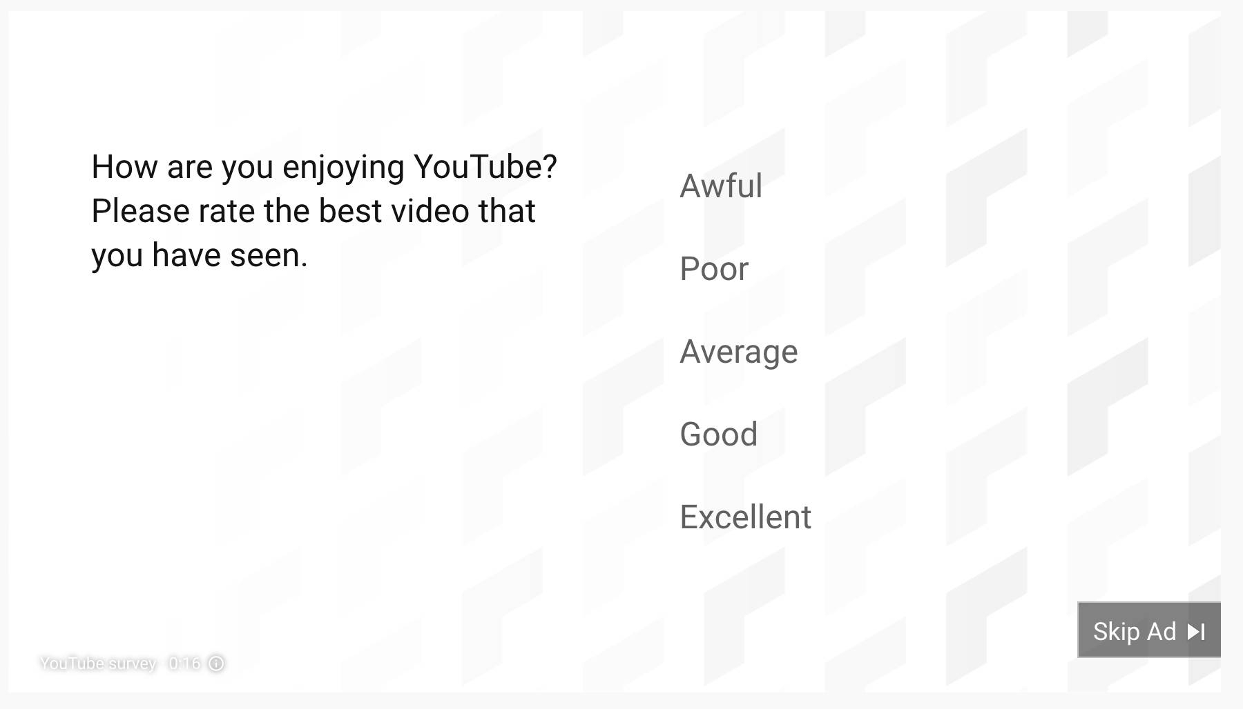 Product feedback example from YouTube