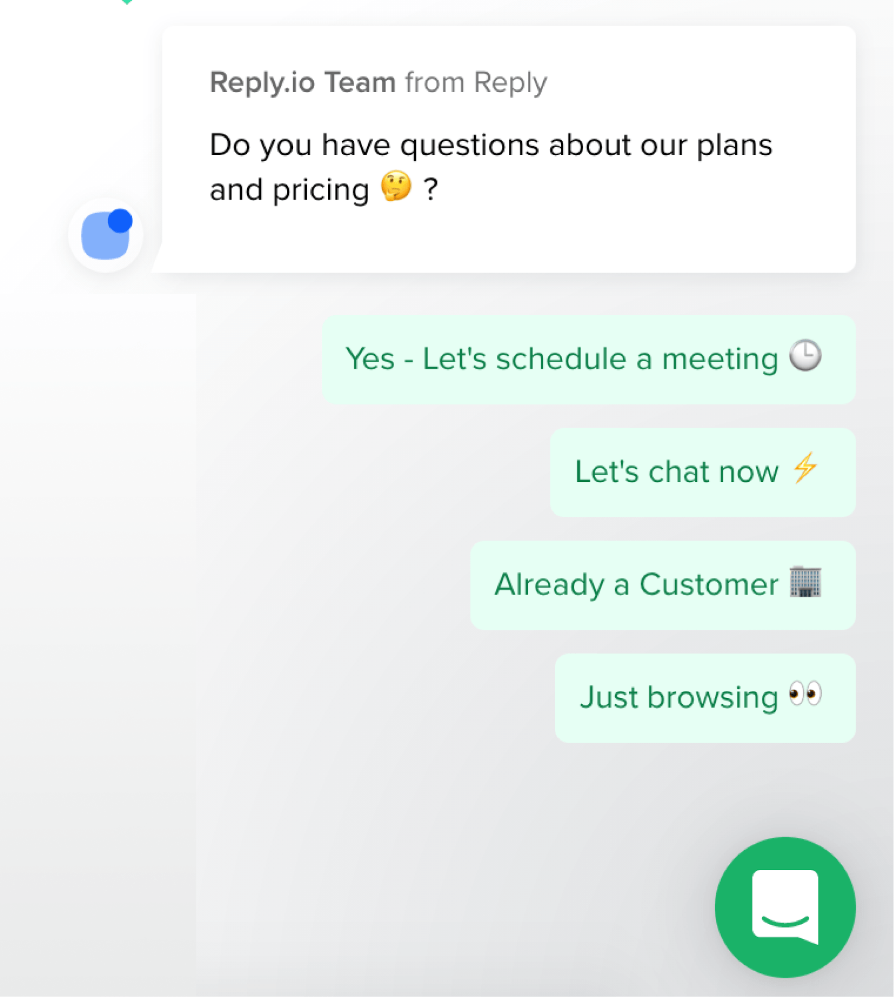 Reply.IO's chatbot in converstion