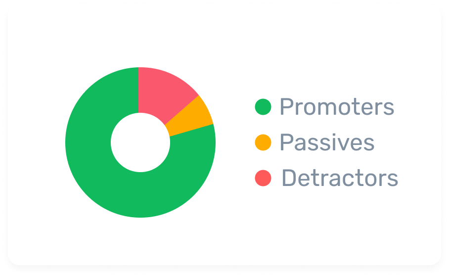 Pie chart of Promoters, Passives and Detractors.