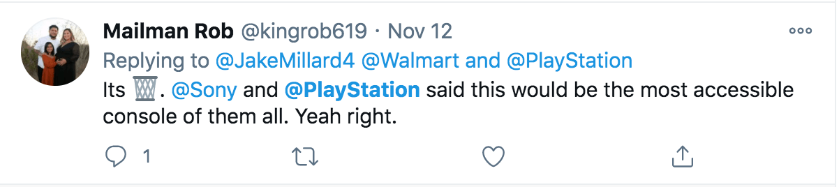 Tweet about Playstation being expensive