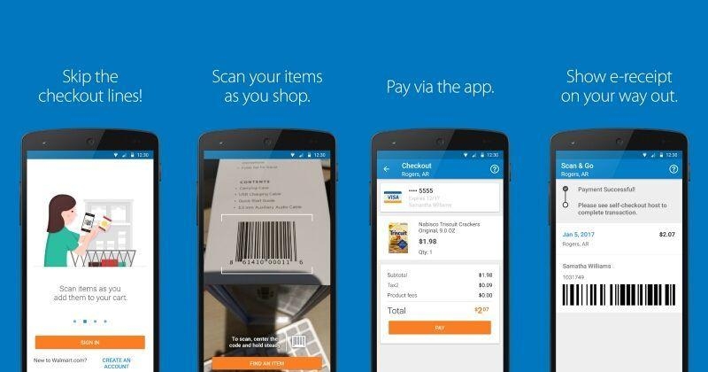 Walmart Scan & Go in use.