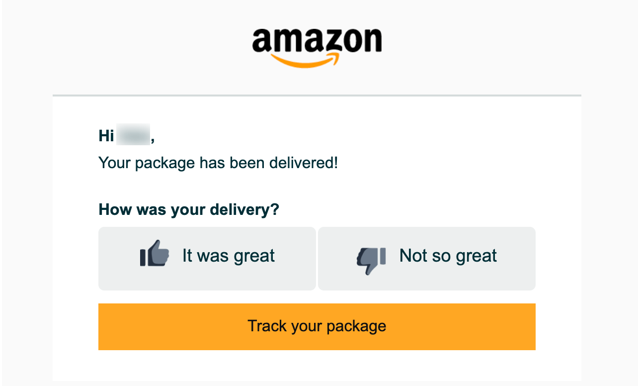 Amazon delivery survey asking about experience